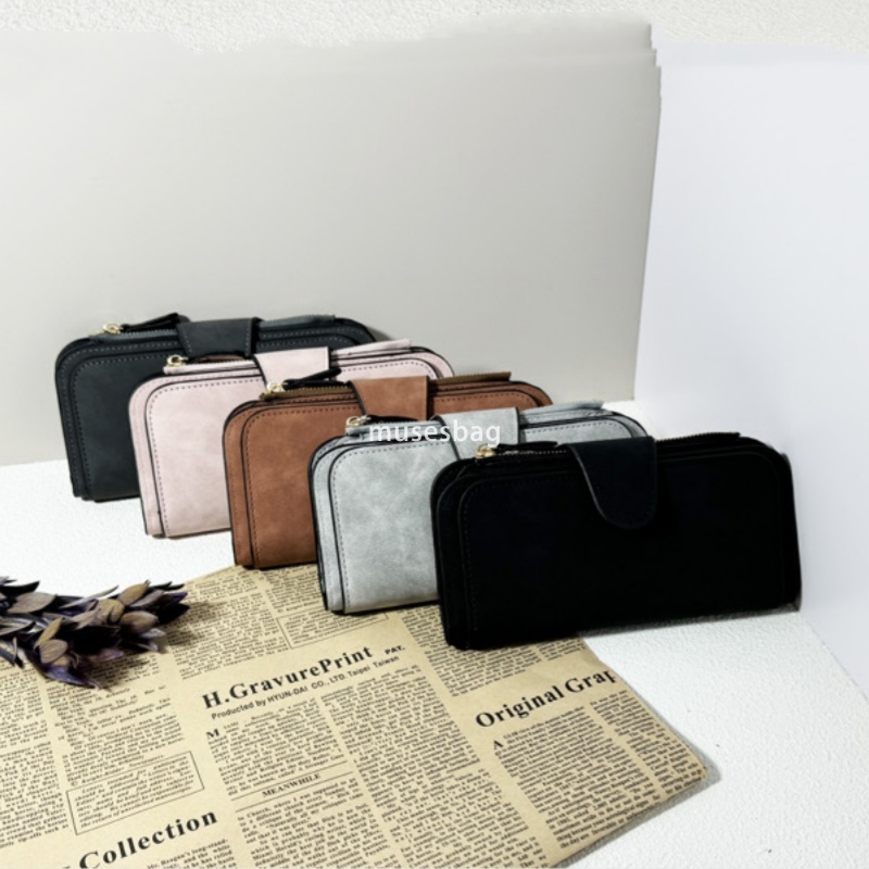 Western style women's high-end new buckle Korean multifunctional wallet with a 30% discount fashionable bag with multiple card slots and frosted 