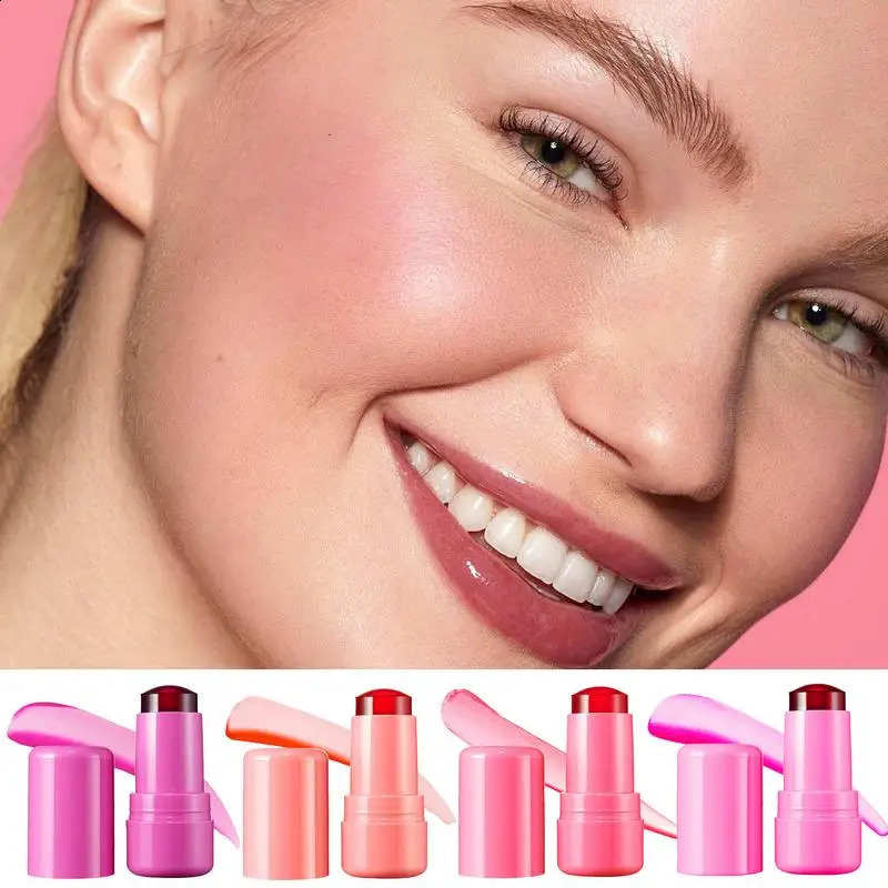 3-in-1 Cheek Lip Tinted Moistured Blush Milk Makeup Water Jelly Tint Cheek Lip Brighten Cream Stick Matte Contour Makeup o240701