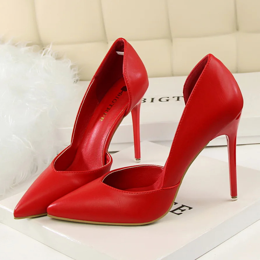Women 10.5cm High Heels Leather Pumps Escarpins Elegant Sweet Yellow Pink Stiletto Wedding Heels Lady Quality Party Shoes 240701