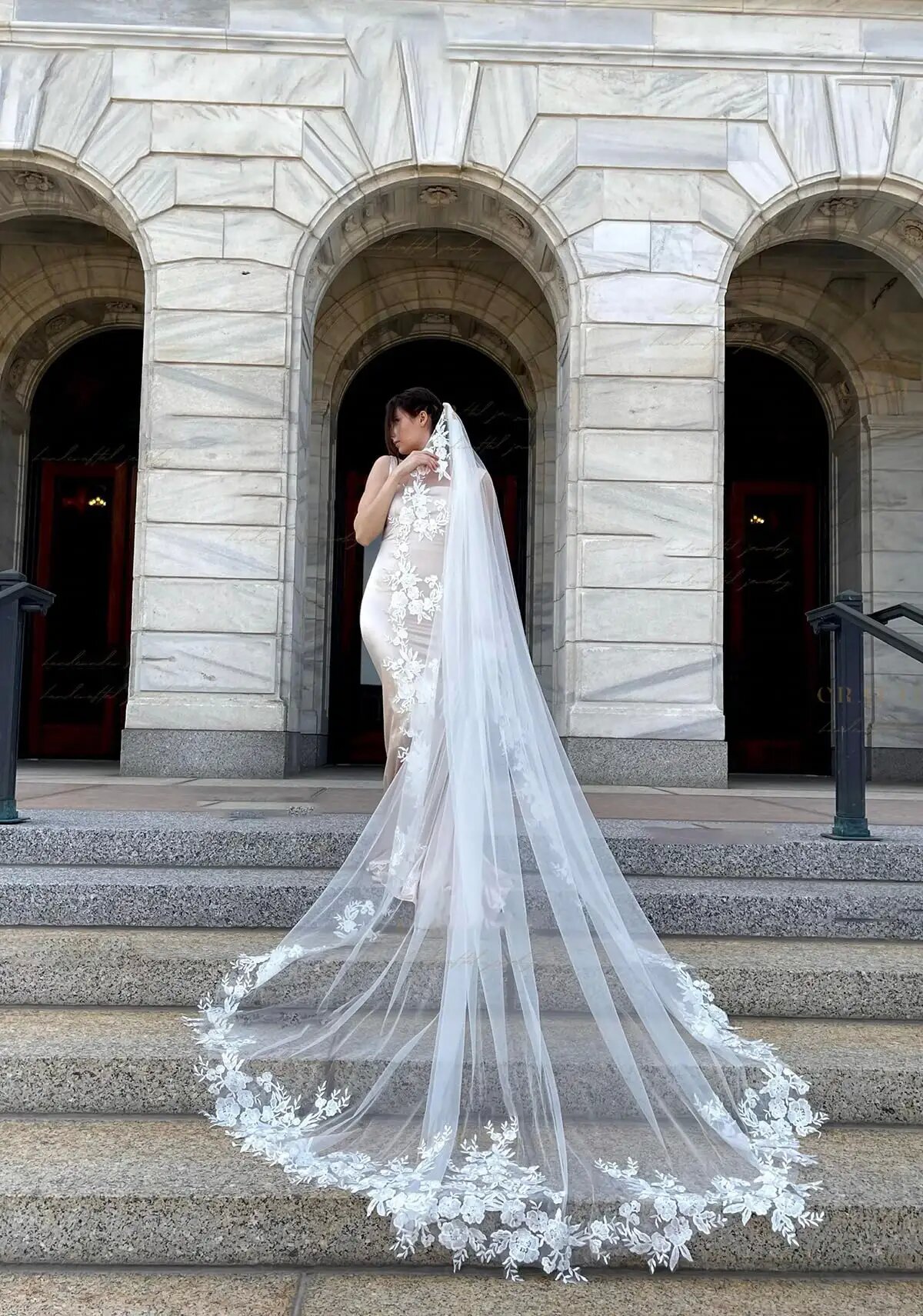 Bridal Veils Luxurious White Ivory Cathedral Long Voile Mariage Lace Wedding Veil Tulle With Comb Bride Accessories