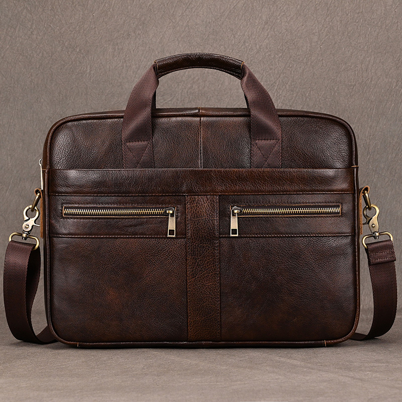 Men Briefcase Bag Luxury Designer Men's Leather Briefcase Vintage Style Commute Business Bags Men 15.6" Laptop Bag Messenger Bag