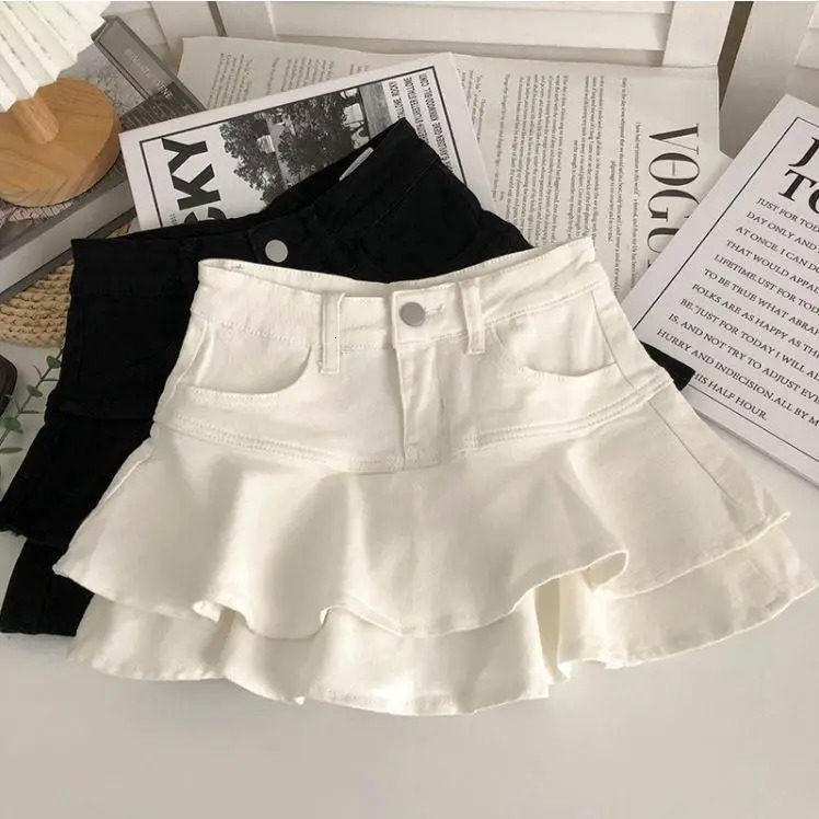Girls Skirt Fashionable Spring and Summer Elastic Waist Casual Simple Solid Color Sweet Girls Mini Skirts 240701