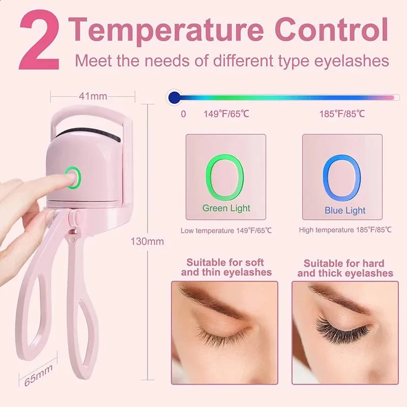 Heated Eyelash Curler Electric 2-Level Temperature Control Long-lasting Curling and Shaping Portable Rechargeable Eyelash Curler 240701