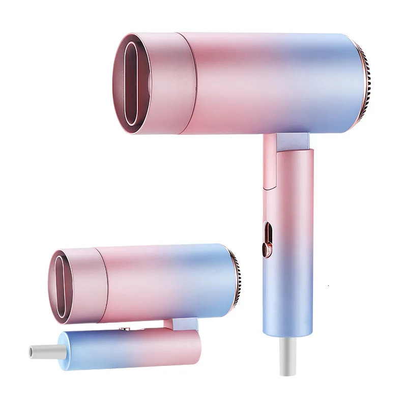 Mini Hair Dryer High Power Quick-drying Blue Light Ion Mute Foldable Safety Hammer Convenient Hair Dryer 240624