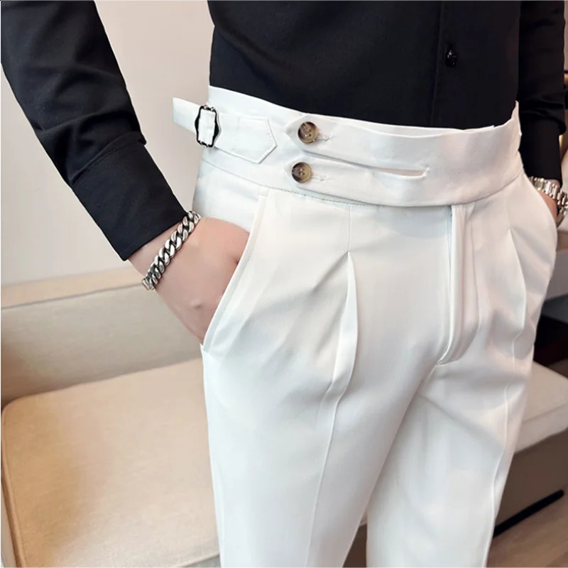 SpringSummer British Style Naples Suit Pants Men Slim Fit Casual Formal Dress Pants High Quality Business Social Suit Pant 240701