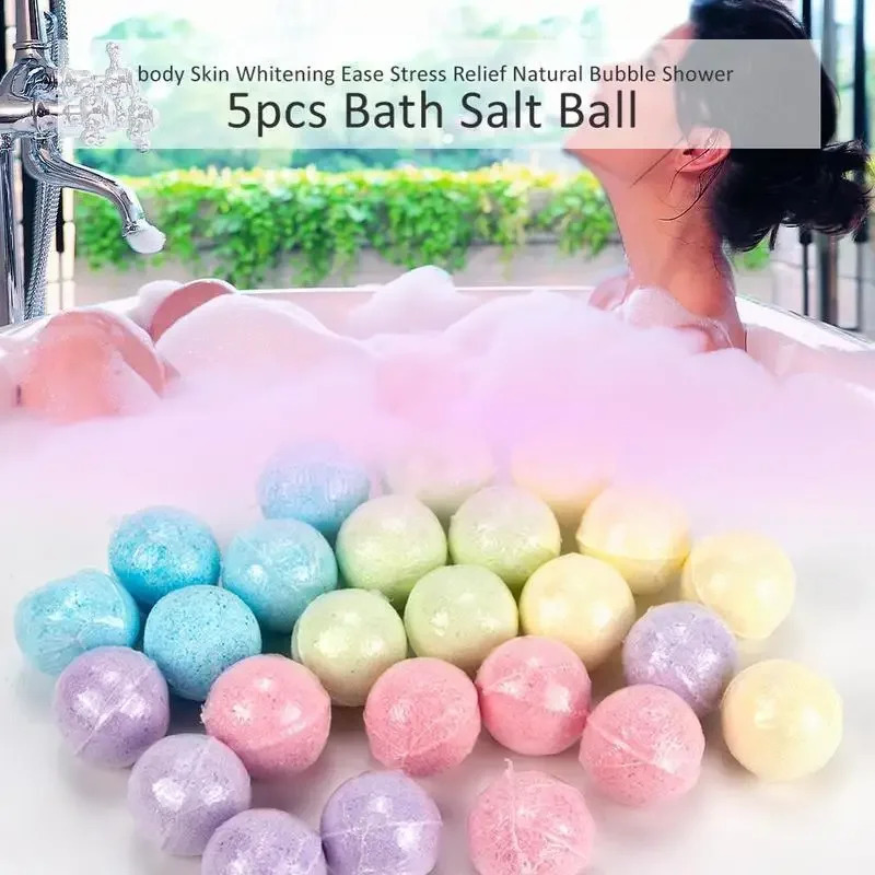 5pcs Bath Salts Ball Handmade Essential Oil Bath Salt Soap Bubble Shower Bombs Ball Body Cleaner Stress Relief Spa 240701