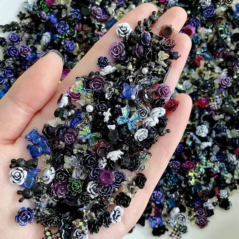 Pearl Pink Bowknot Heart Shaped Nail Charms For Art Flatback 3D Flower Beads DIY Nail Decorations Bulk Accessories Wholesale 240701