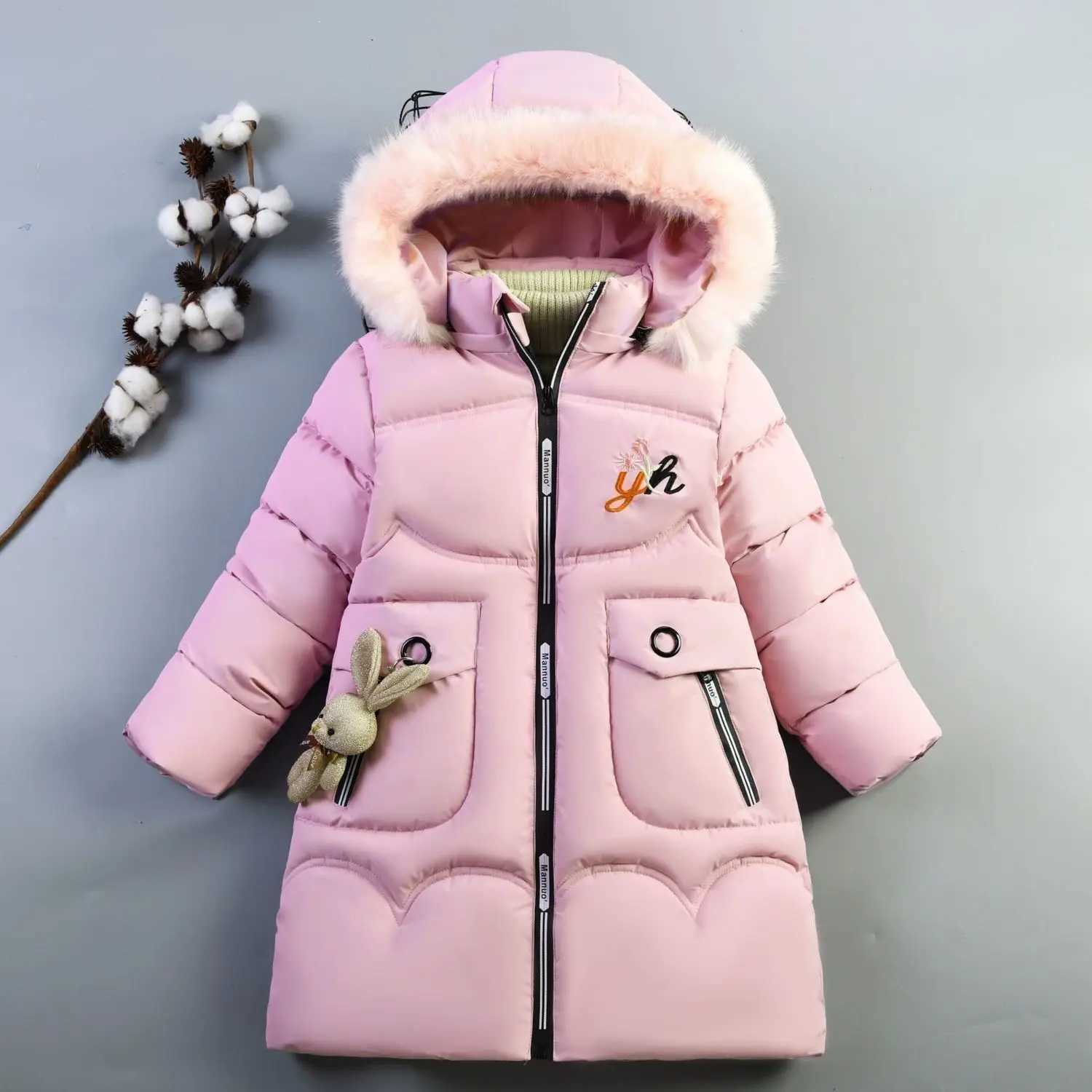 Down Coat Children Winter Teenager Thickened Hooded Cotton-padded Parka Kids Warm Long Jackets Toddler Outerwear Q240701
