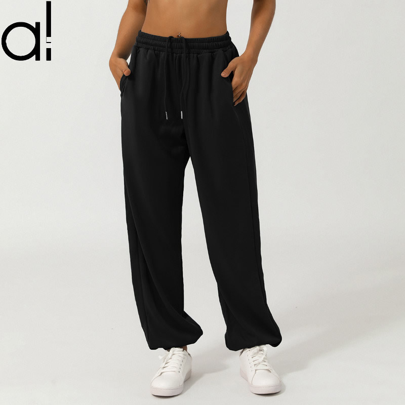 AL2426 Yoga Jogger Sweatpants Relaxed-fit Fiess Sports Loose Lounge Lantern Pants Drawcords Unisex Studio-to-street Dance Trousers with Pockets