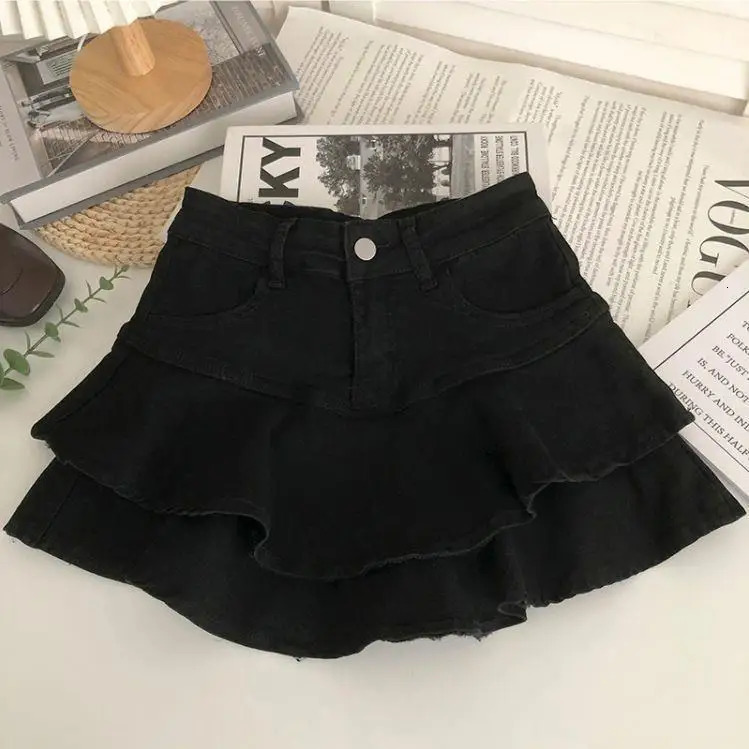 Girls Skirt Fashionable Spring and Summer Elastic Waist Casual Simple Solid Color Sweet Girls Mini Skirts 240701