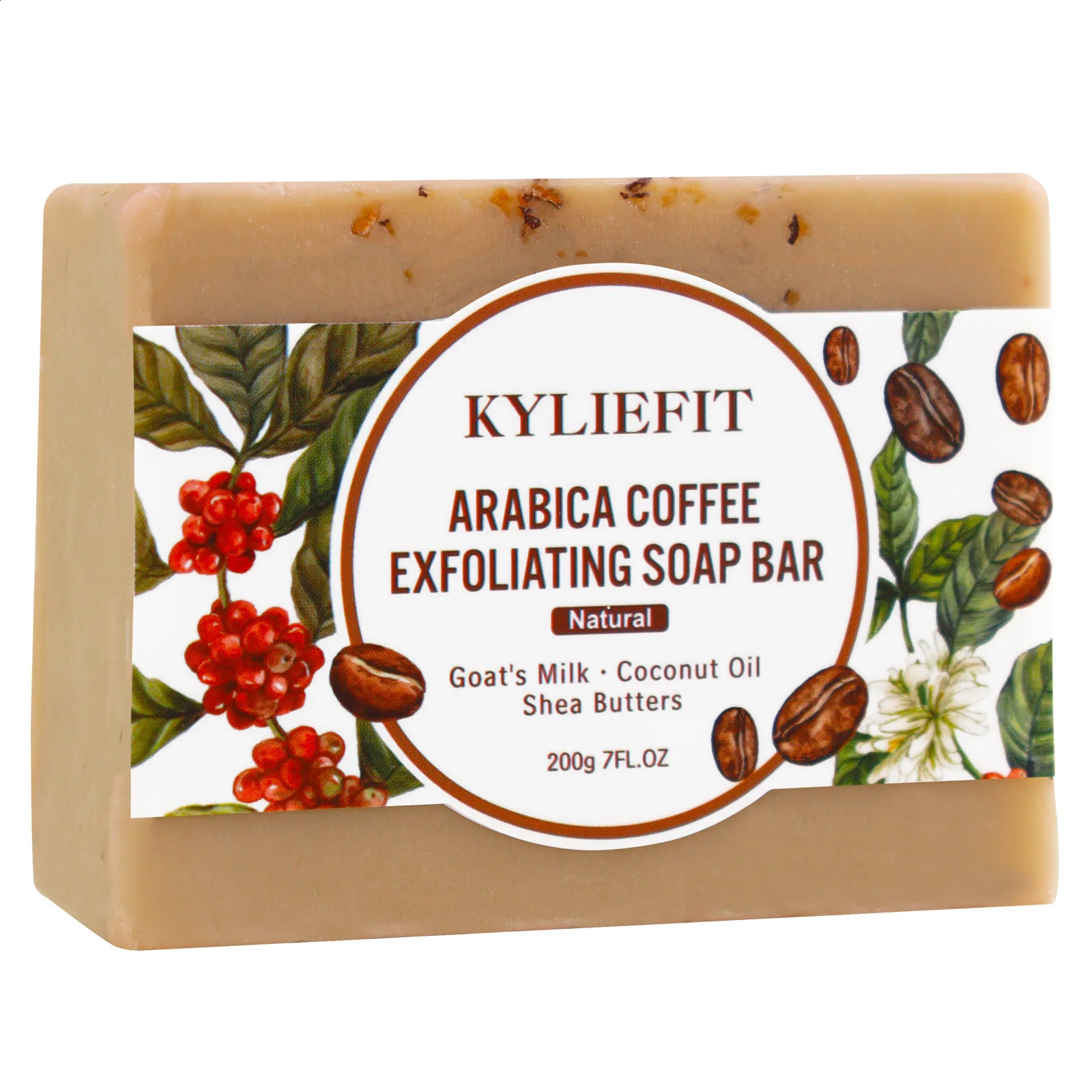 KYLIEFIT Arabica Coffee Exfoliating Soap Bar Deep Cleaning Smooth With Goats Milk Coconut Oil Shea Butter 240701