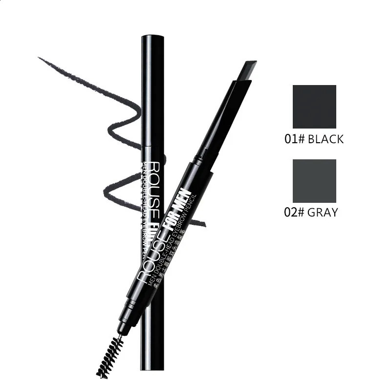 Eyebrow Pencil for Men with Eyebrow Brush Double Head Natural Super Fine Waterproof Lasting Eyes Rotatable Eyebrow Pen 240701