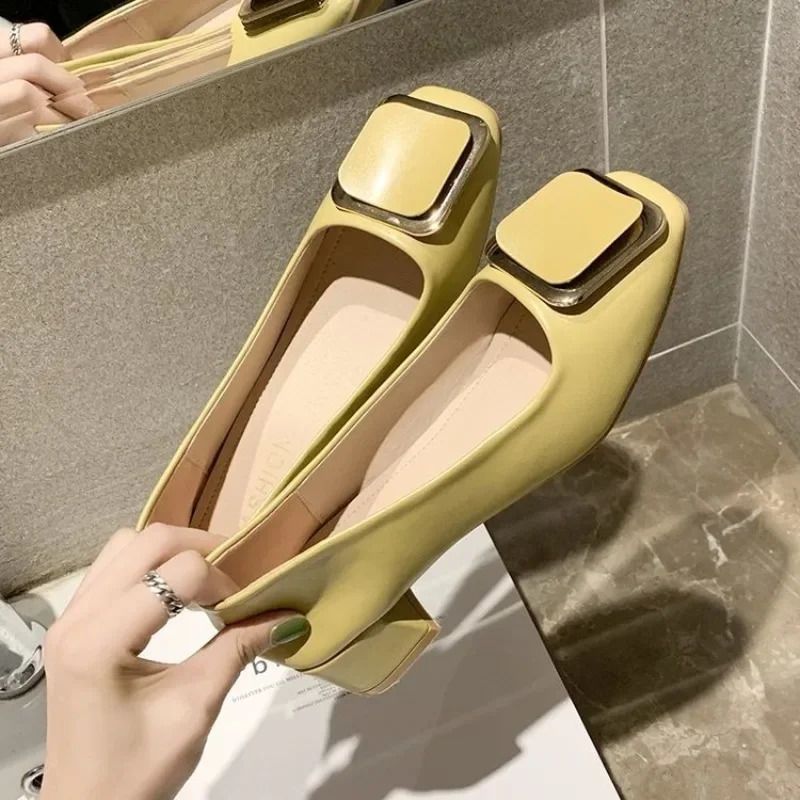 Women Ballerinas Square Toe Slip on Ballet Low Heel Women Loafers Leather Ladies Casual Women Shoes 250228