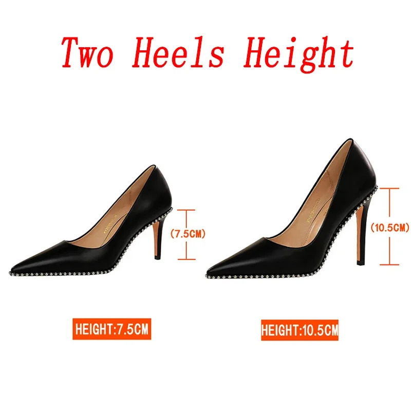 Rivets High Women 10.5cm 7.5cm Pumps Lady Fetish Stiletto Middle Heels Scarpins Stripper Catwalk Evening Party Khaki Shoes