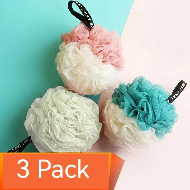 3 PCS Large Bath Balls Color Blocking PE Bath Flower Soft Scrubbing Bubble Net Two Color Bath Flower 240701