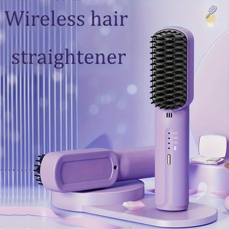 Portable Cordless Wireless Mini Hair Straightener Wireless Comb Straightening Hair Styling Appliances Comb Straightener 240701