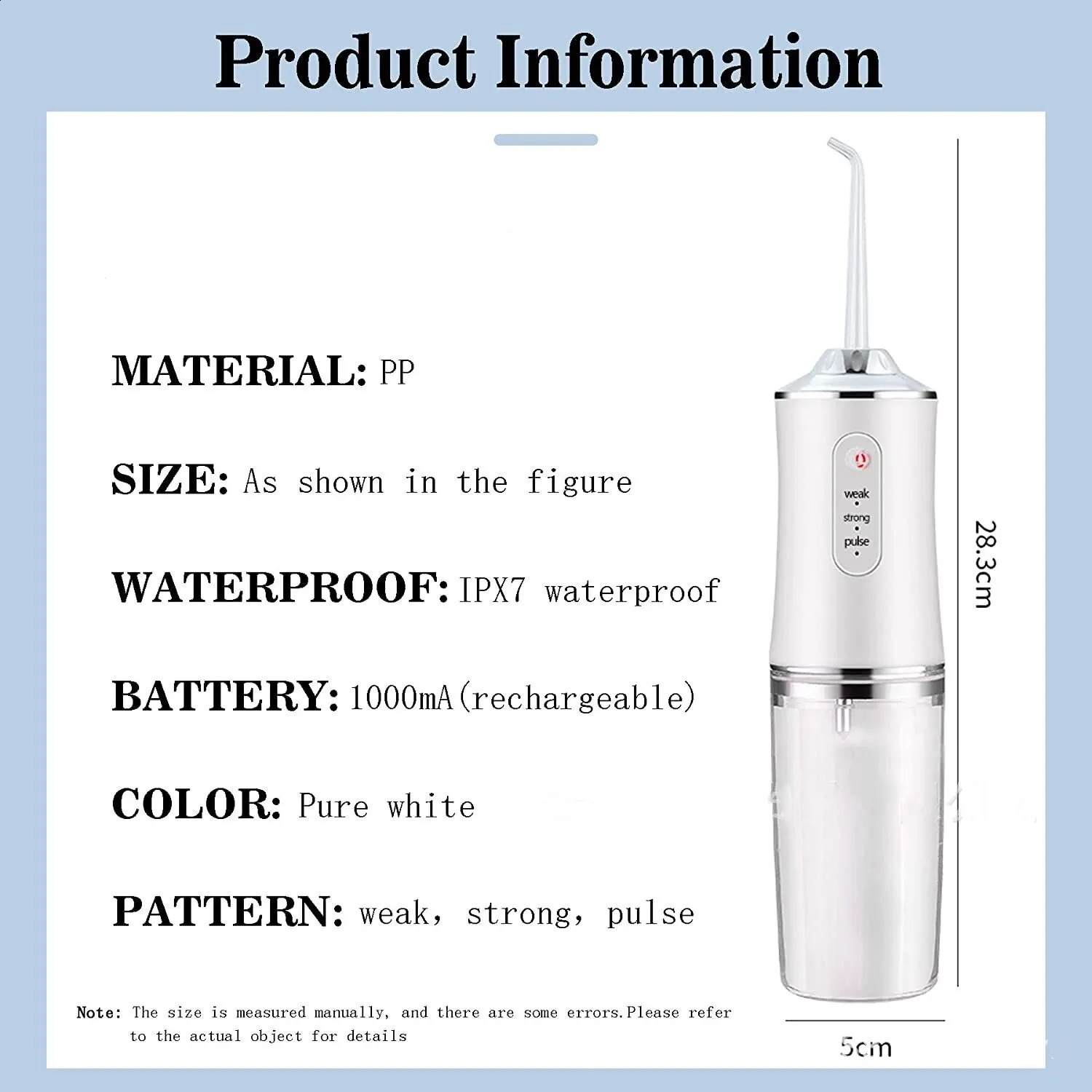 Dental Floss Portable Cordless Oral Irrigator Cleaning 3 Modes Waterproof Rechargeable Dental Cleaner with 4 Nozzles 240701