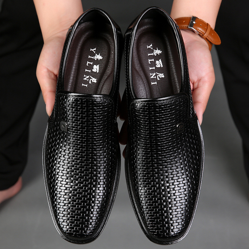 Leather men's sandals, leather shoes, summer leather sandals, men's holes, breathable, cut-outs, white business formal casual shoes