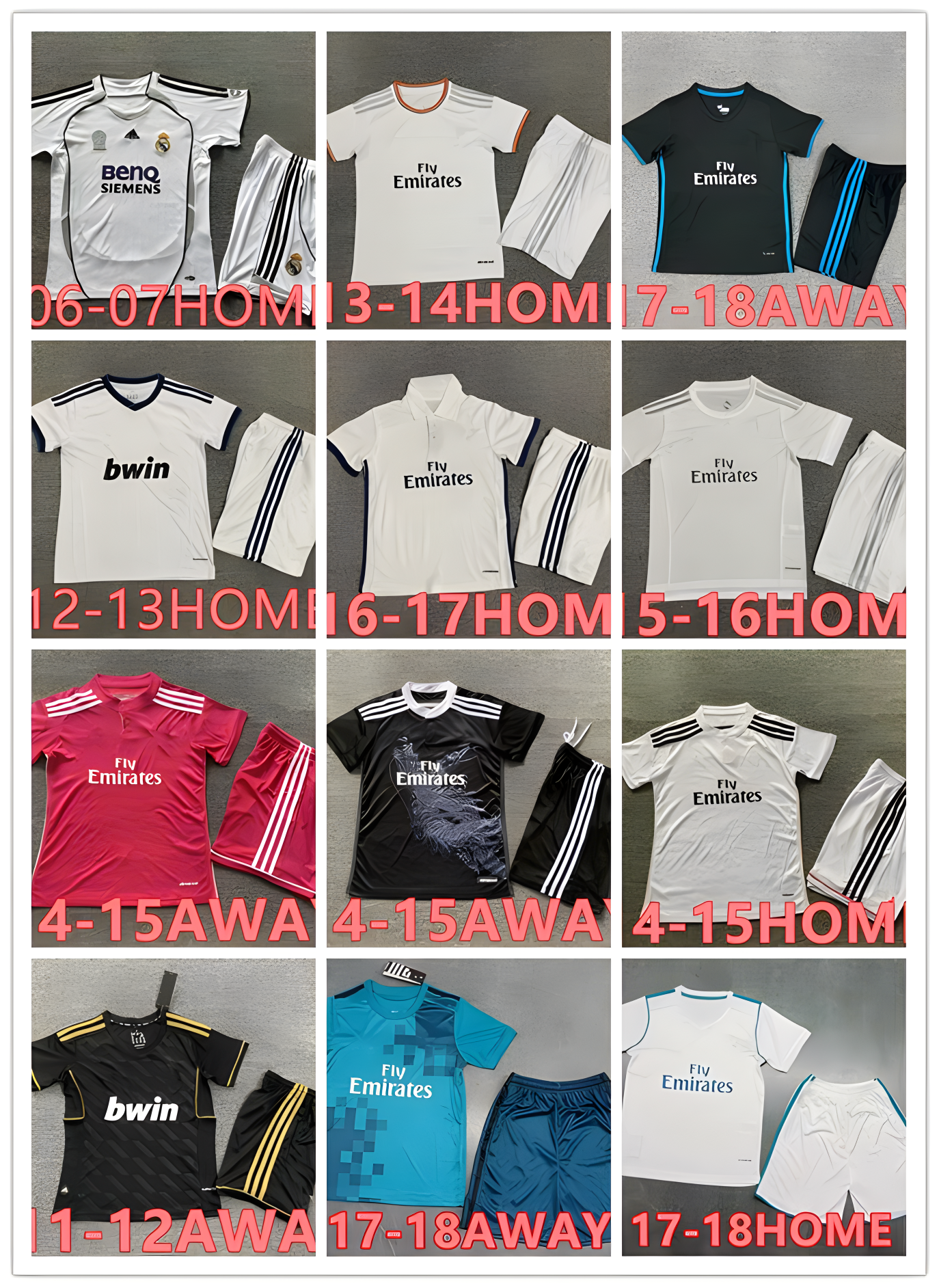 kids football Real Madrids Retro Soccer Jerseys RONALDO 11 12 16 17 18 ZIDANE RAUL Vintage FIGO kits