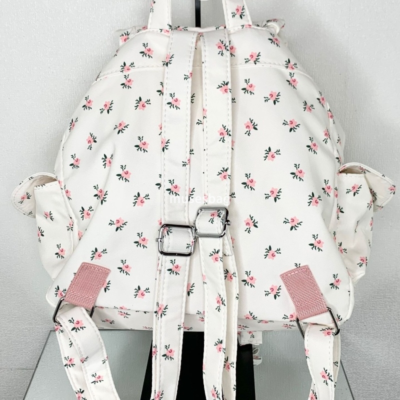 Korean style women's temperament lightweight floral bag new small fresh girl commuting backpack versatile simple and large capacity canvas backpa