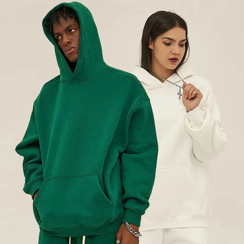 500 Grams Cotton Thick Hoodie MenAutumn Winter Warm TopsLambswool Fleece Fashion Womens Jogger SweatshirtHeavy Weight 17.6 oz 240701