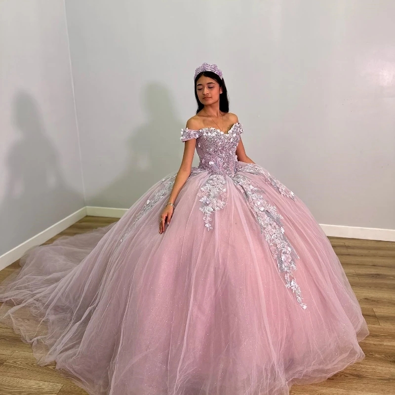 Mexico Sexy Off The Shoulder Ball Gown Quinceanera Dress For Girl Applique Beads Birthday Party Gowns Prom Dresses Sweet 16