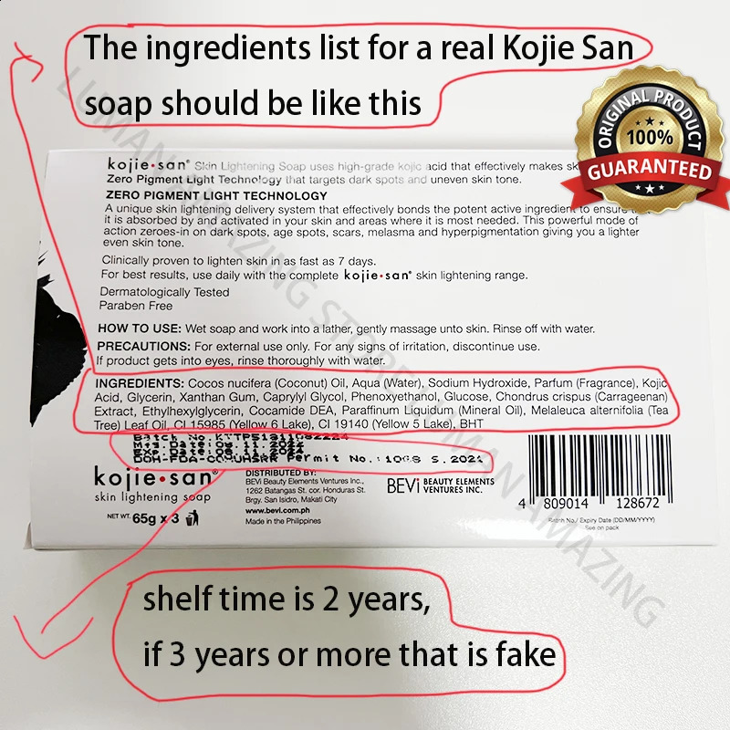 ORIGINAL D KOJIE SAN FACE BODY KOJIC ACID SOAP 100g x3 240701