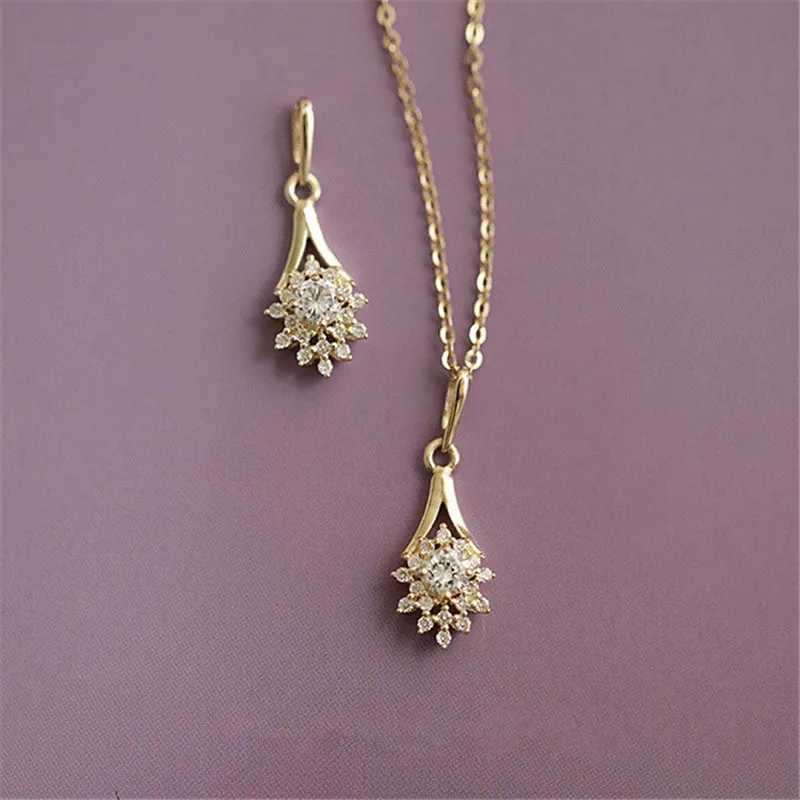 Pendant Necklaces 925 Sterling Silver Pav Crystal Magnolia Flower 14k Gold Plating Clavicle Chain Necklace Women Vintage Palace Style Jewelry