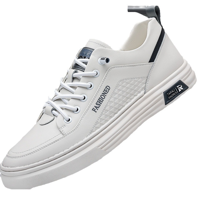 Men's Sneakers Genuine Leather 2024 Trend New Korean Version Round Toe Versatile Little White Shoes Anti-slip, wear-resistant, breathable casual 