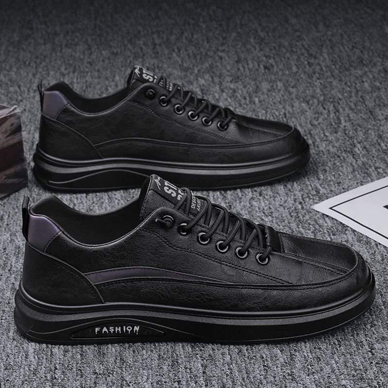 Summer Men's Shoes New Breathable Waterproof Black Lace-Up Flat Sneakers Non-slip Classic Men Soft Leather Shoes Casual Loafers