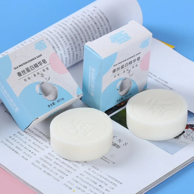 Goat Milk Silk Handmade Soap 80g Skin Care Cleansing Soap Shrink Face Cleaner Body Wash 240701