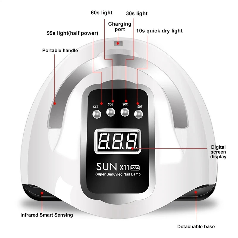 LED UV Nail Light Dryer For Nails Gel Polish With 66 LEDs 4 Timer Setting LCD Display Screen Auto Sensor Professional Nail Lamp 240701