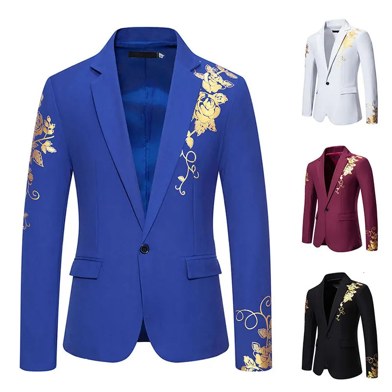 Men Fashion Business Casual Blazers Paisley Stamp Suit Slim Fit Groom Groomsman Male Wedding Suits Blazer Jackets S52 240626