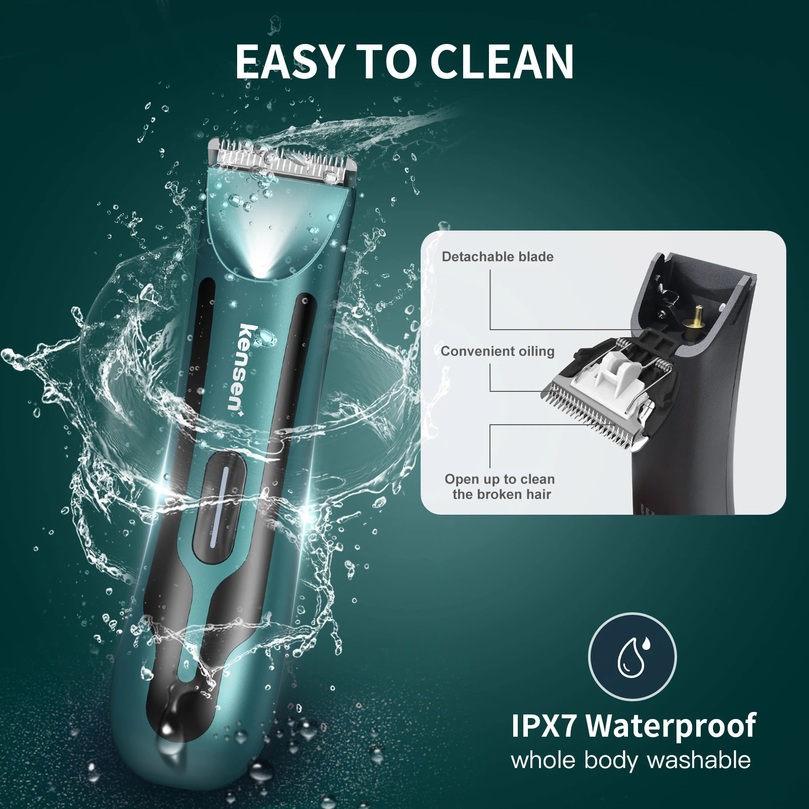 Kensen Hair Trimmer For Men Electric Hair Clipper With LED Light Bikini Groin Haircut Machine Rechargeable Shaver 240701