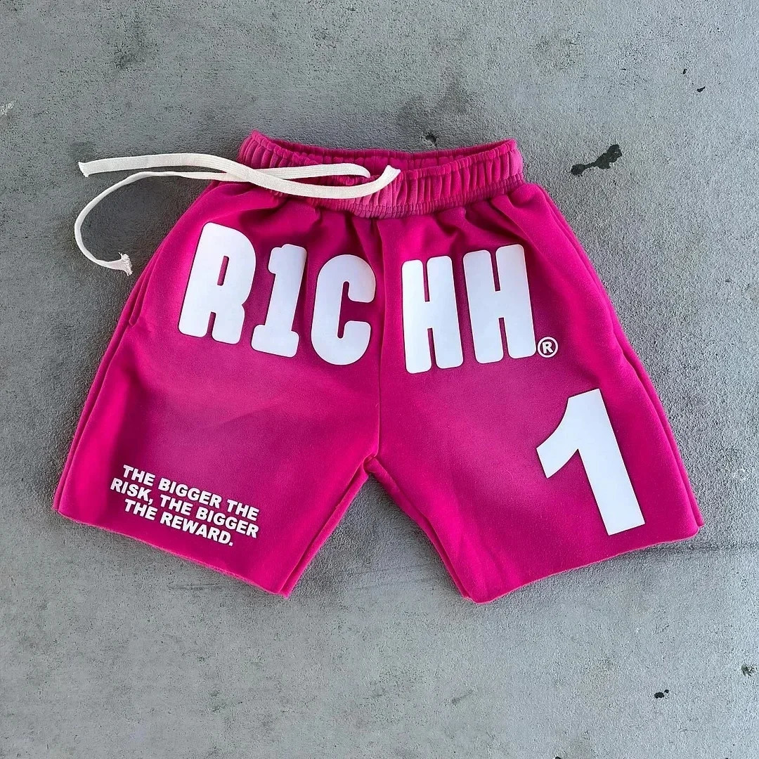 Summer New American Hip Hop Letter Y2K Mens and Womens Shorts Harajuku Gothic Casual Basketball Pants 240701