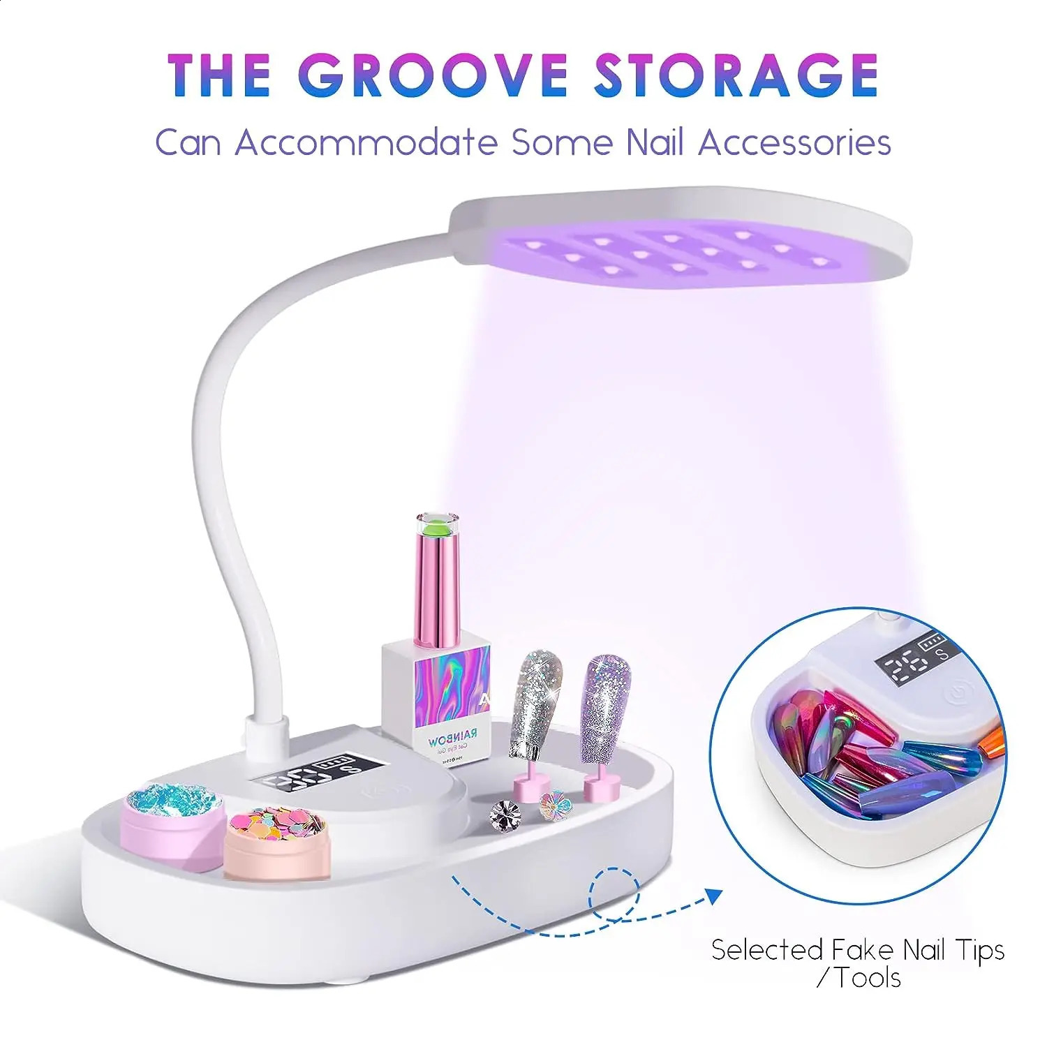 LED Nail Lamp 12W Rechargeable Portable Gooseneck Lamp Quicky Dry Gel Nail Light Portable Flash Cure LED Nail Light for Gel Nail 240701