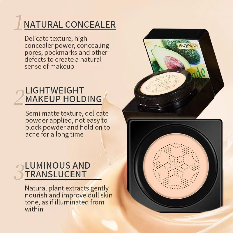 Surprised Foundation Mushroom Head Air Cushion CC Cream Waterproof Brighten Foundation Cream Women Base Makeup Face Korean 240701