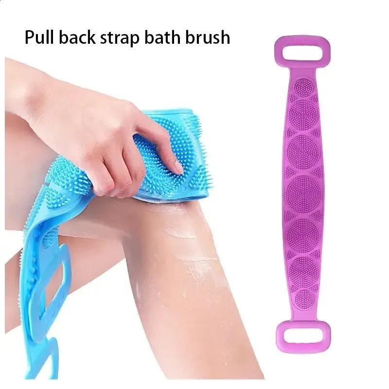 Body Sponge Silicone Brushes Bath Towels Scrubber Rubbing Back Peeling Massage Shower Belt Extended Skin Clean Brushes 240701