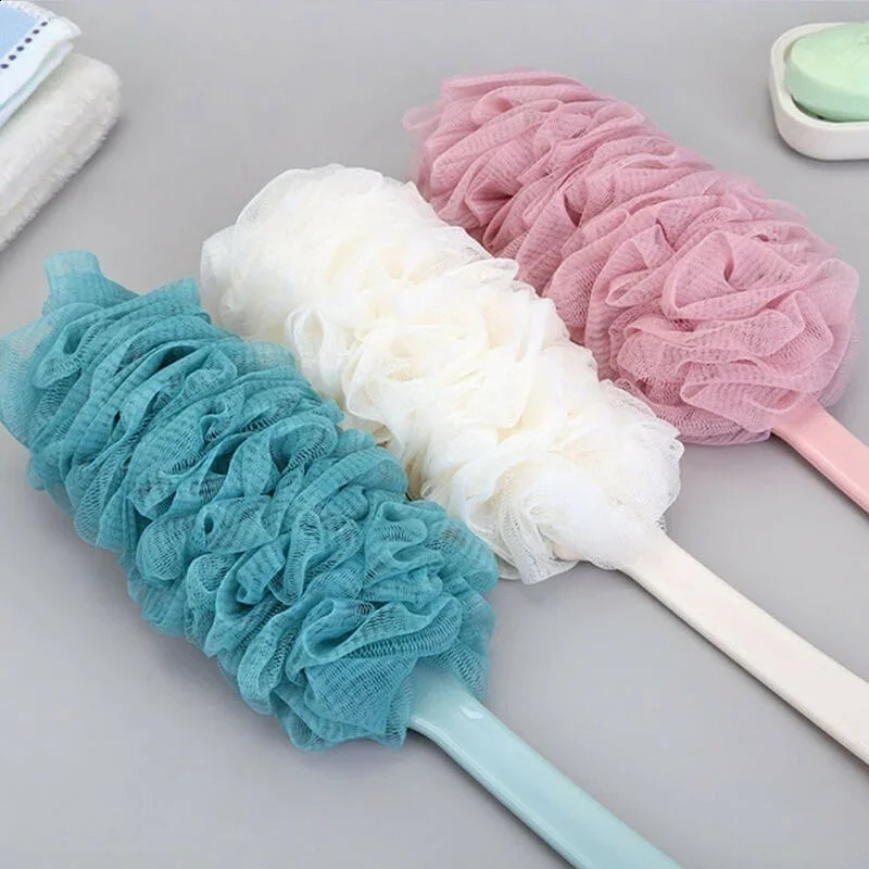 1pc Long Handle Bath Brush Back Bath Shower Scrubber Body Soft Mesh Scrub Puff Clean Oneself Bath Back Brush 240701