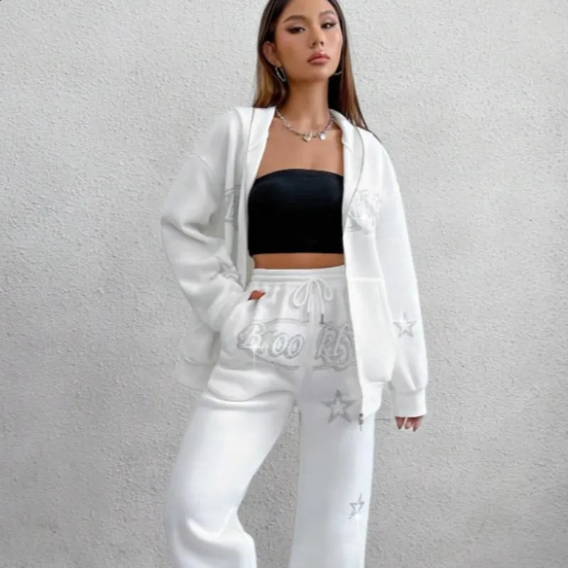 Diamond Print Hoodie Hip-hop Retro Streetwear Y2K Clothing Fashion Rhinestone zipper Womens Jacket Top Mens Hooded Sweatshirt 240701