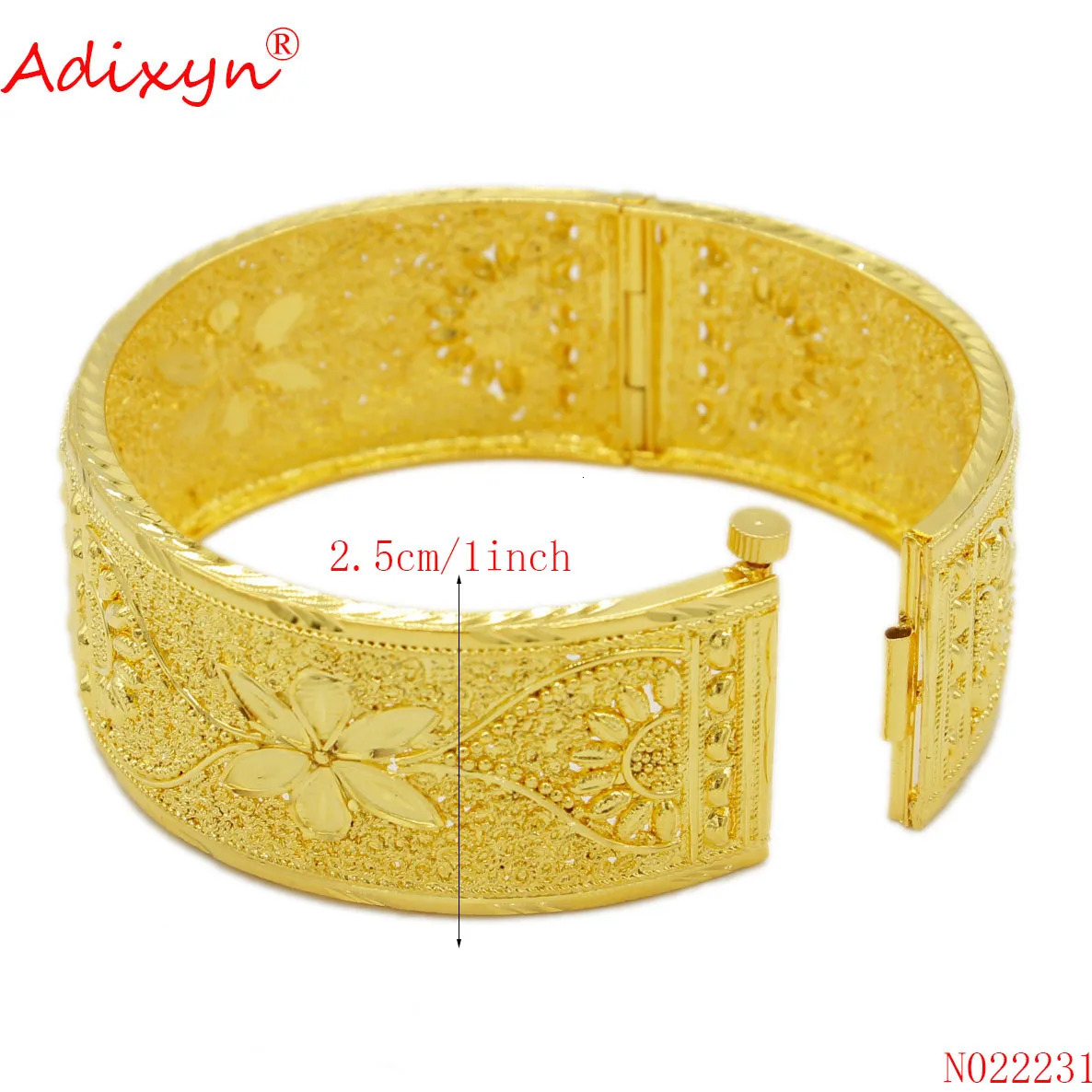Adixyn womens hand bracelets 24k gold color can openbangles for unisex indian dubai jewelry wide bangle wedding gifts N022231 240626
