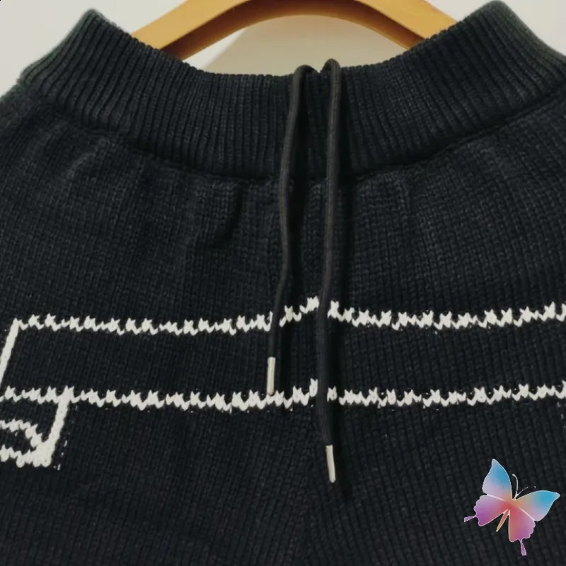 Street Scroll Print Askyurself shorts hip-hop casual black pants mens and womens Cleanfit ASK brushed knit shorts 240701