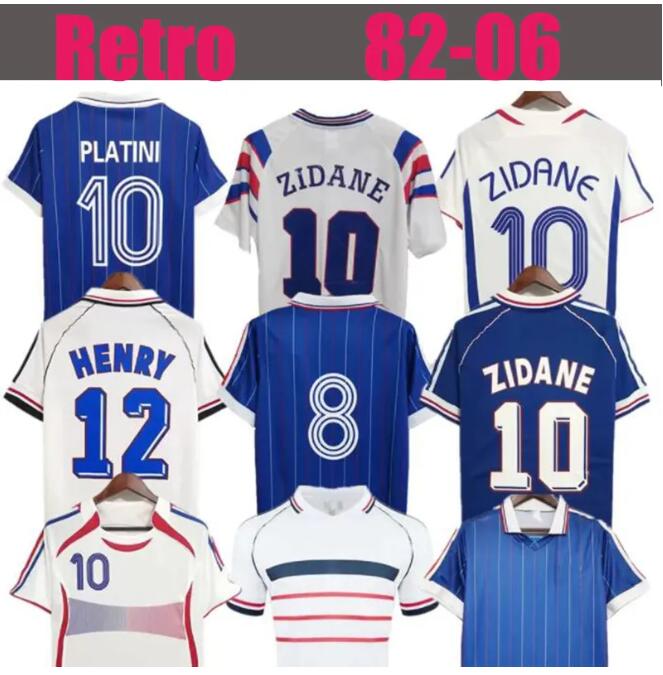 1998 French retro soccer jerseys 1982 84 86 88 90 96 98 00 02 04 06 ZIDANE HENRY MAILLOT DE FOOT football shirt REZEGUET DESAILLY french club Classic Vintage Jersey