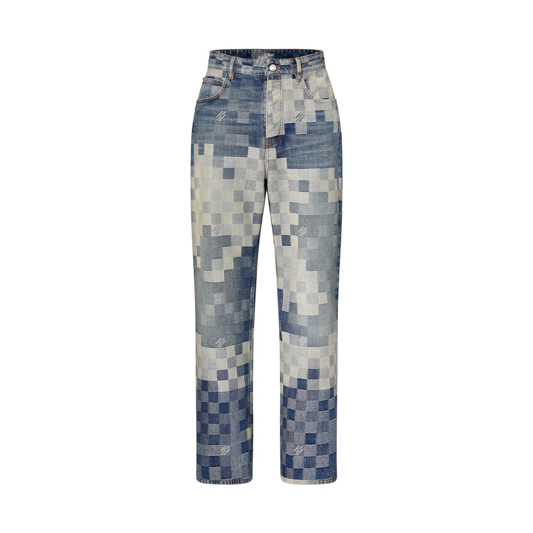 Mens Women embroidered jeans counter synchronization pure cotton denim fabric OS version Physical photo Pants Old Print Splicing Official website latest