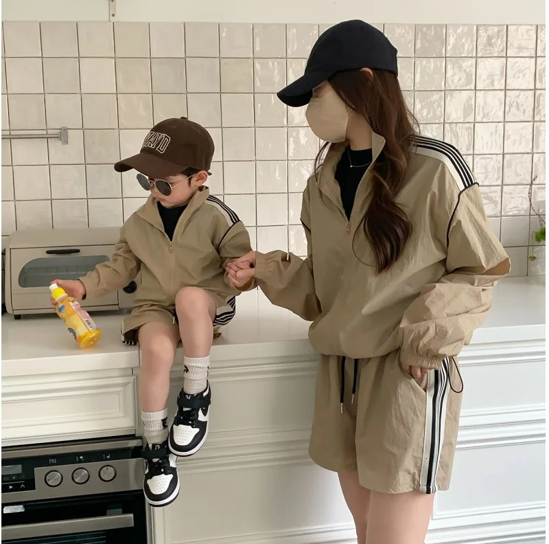 Parent-child outfit Summer outdoor clothing set for boys and girls sun protection two-piece set 240701
