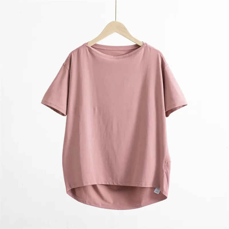Womens Yoga Outfits Summer Shirts Girls Running Sport Short Sleeve T-shirts Ladies Casual Adult Sportswear Loose Exercise Fitness Wear Cotta
