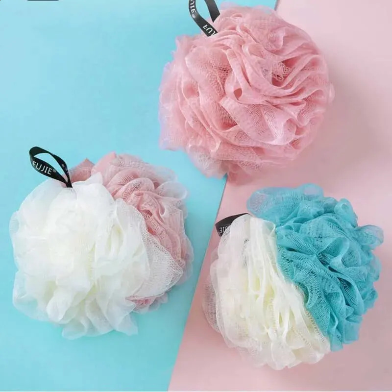 Large Bath Balls Color Blocking Bath Flower Soft Scrubbing Bubble Net Two Color Bath Flower 240701