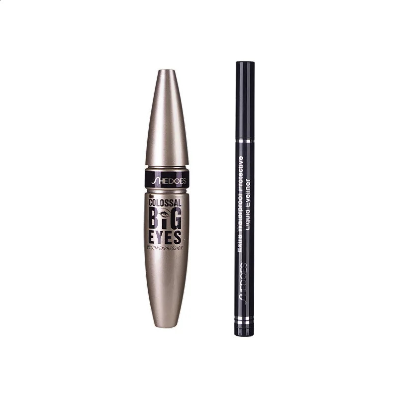 Waterproof Mascara Eyeliner Set non-smudge mascara Extended Thick fiber mascara cosmetic 3d mascara lash fibers mascara 240701