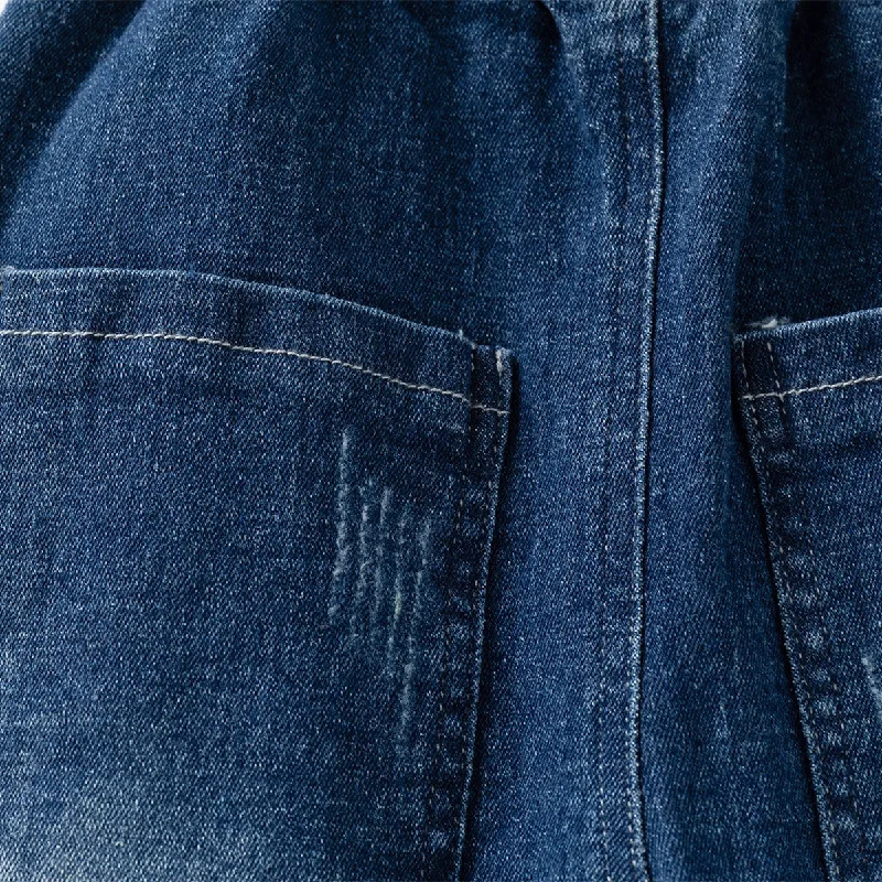 Autumn Children Boys Denim Pants Cotton Solid Elastic Waist Babies Boys Trousers Pocket Sticker Versatile Infant Boys Jeans 240701