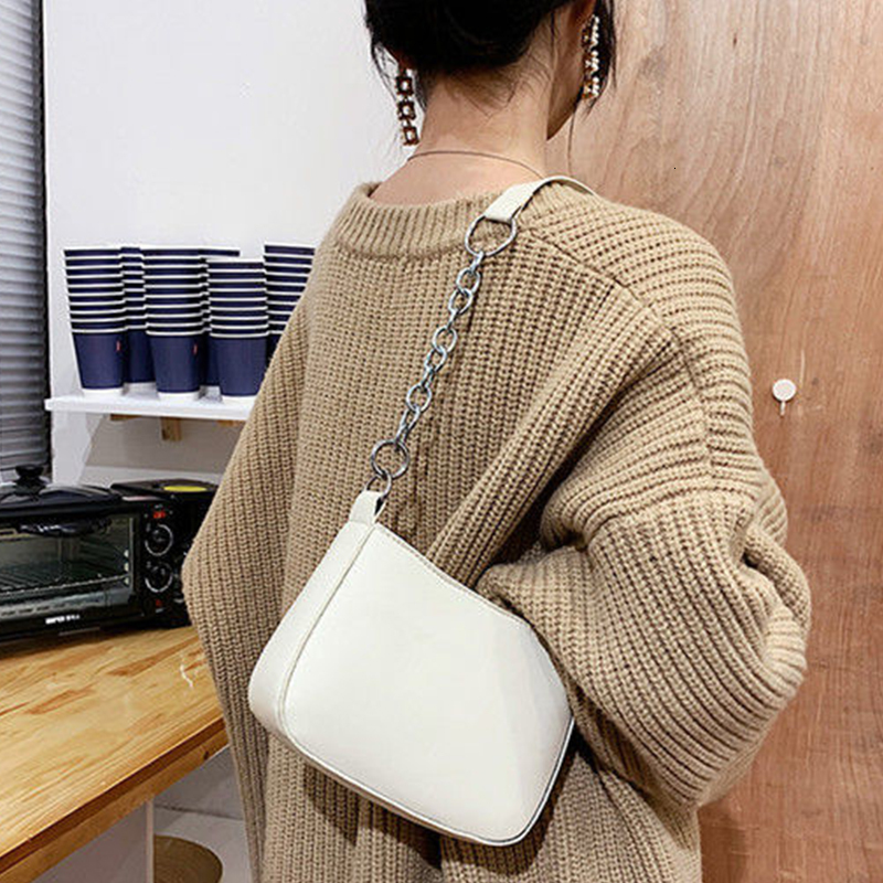 Fashion Chains Underarm For Women PU Leather Shoulder Solid Color Bag Designer Lady Handbag Armpit Totes Bolsa H7.2#18